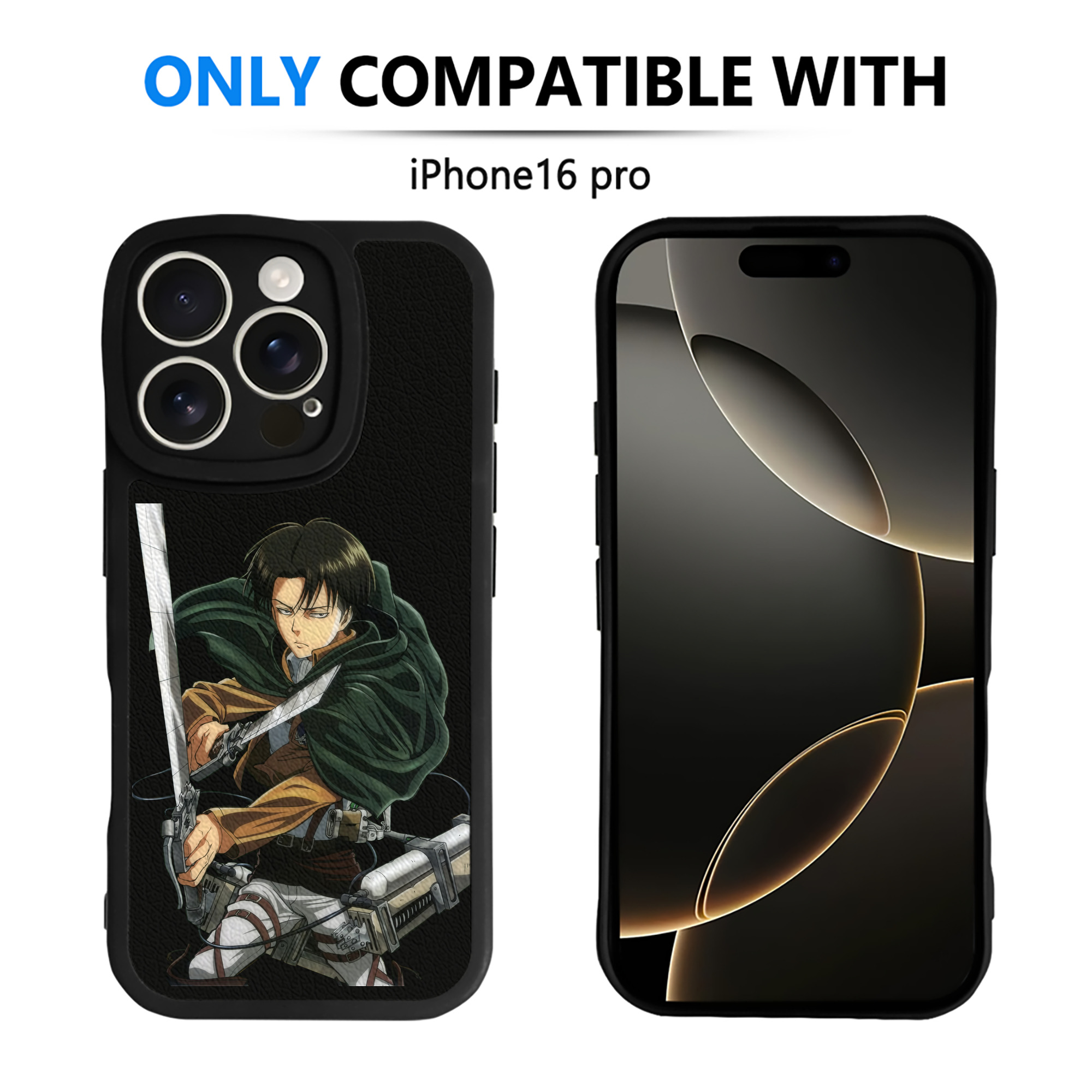（画像用） 進撃の巨人 リヴァイ·アッカーマン Attack on Titan Levi Ackerman 【iPhone 16シリーズ対応】シリコンスマホケース（レザー調） 材質：シリコン